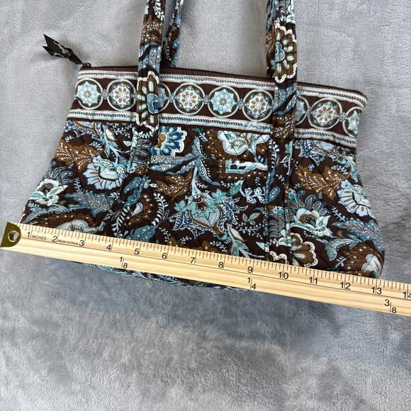 Vera Bradley Java Blue Tote Bag Turquoise Brown Quilted Cotton Boho USA - Picture 3 of 9